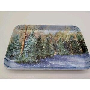 Kathleen Parr McKenna Melamine Tray 8x5.5 Monza Italy Winter Forest Scene